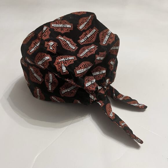 Vintage HARLEY DAVIDSON Skull Cap Doo-Rag w/ Ties - Picture 1 of 5